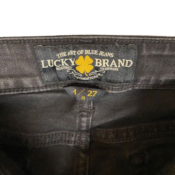 Lucky Brand Women Size 4/27 Faded Black Low Rise Lolita Skinny Jeans Embroidered - Picture 5 of 13